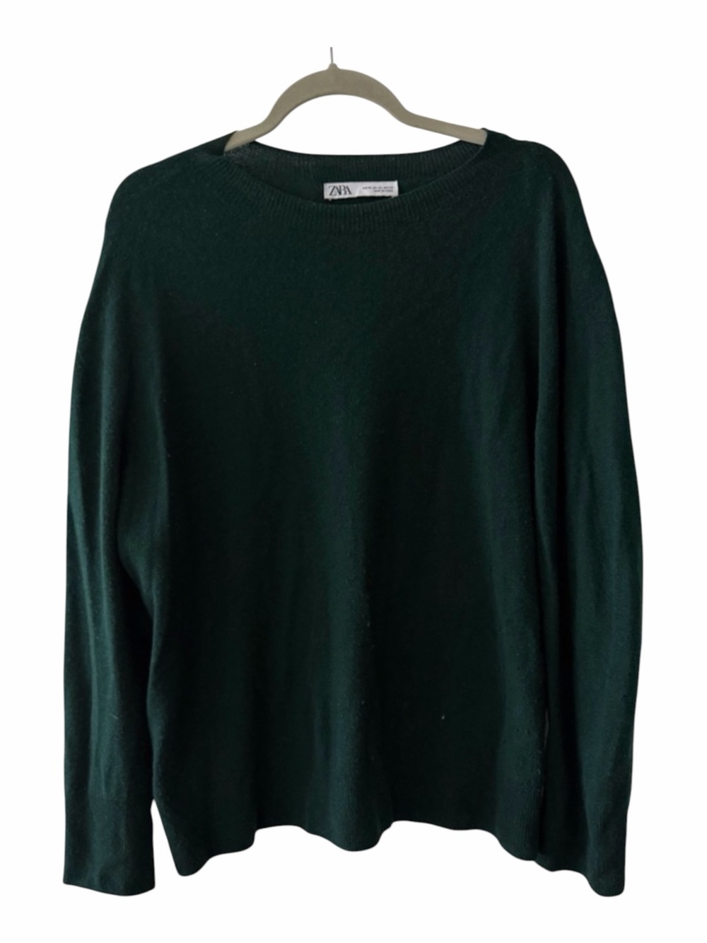 Zara Emerald Wool Mix Oversized Knit Sweater | Dark Green | Size XL